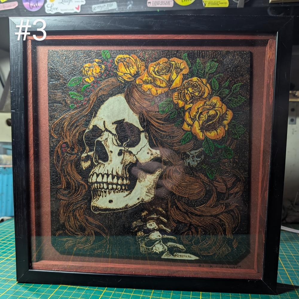Framed Skull Art with Roses